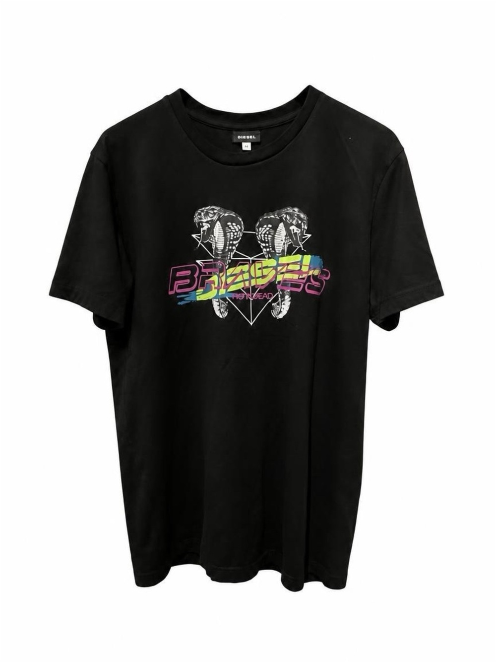 Diesel Black Tee with Neon Cobra Graphic